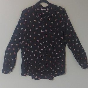 Reitmens heart button up sheer blouse /shirt